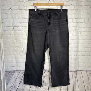 American Eagle Jeans Women 14 Stovepipe Hi-Rise Stretch Boho Preppy Black Denim